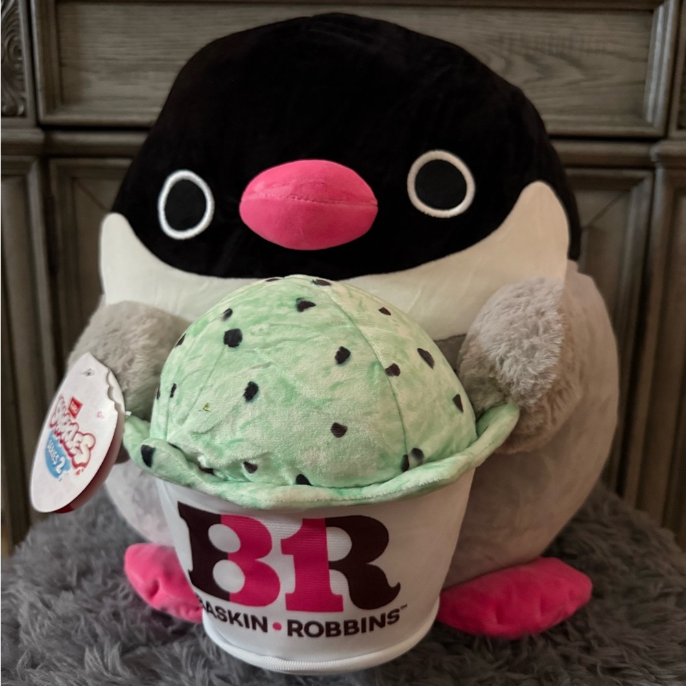Snackles  16” Baskin Robbins Penguin Plush with Ice Cream! NWT!